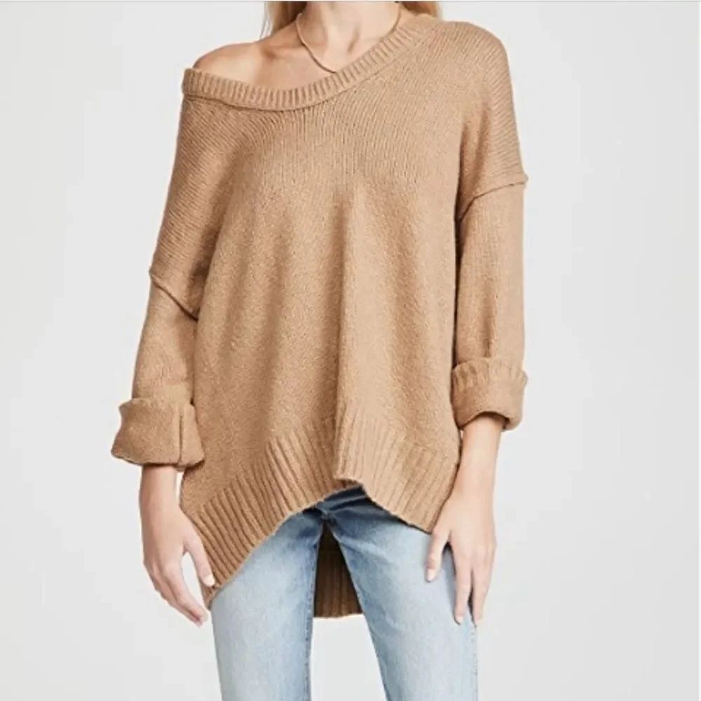 Free People Brookside Tunic Sweater Desert Camel Brown Oversized